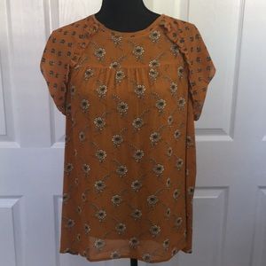 Ann Taylor Loft cap sleeve patterned blouse